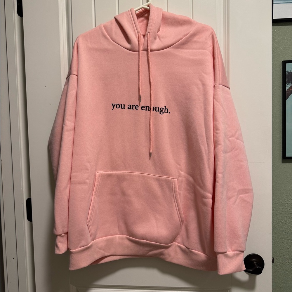 SHEIN You Are Loved Hoodie Pink Size 2XL excellent condition